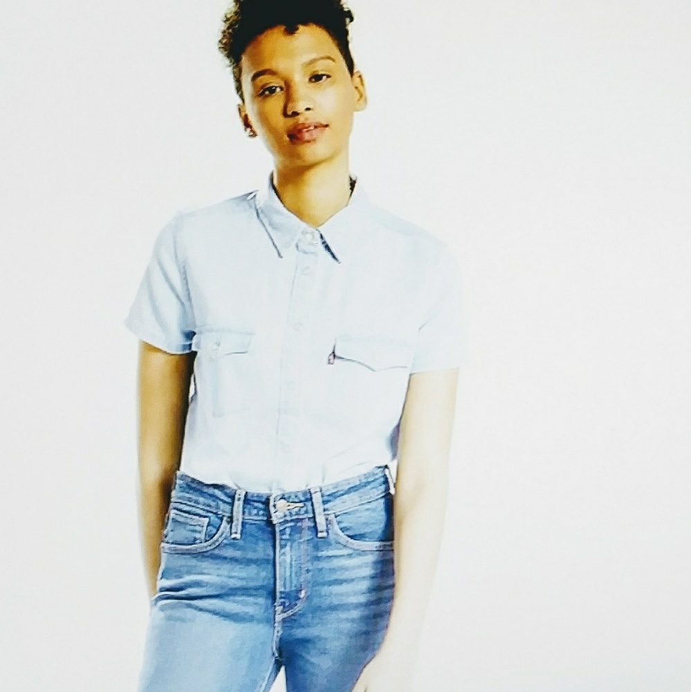 *SALE PRICE* Levi White Short Sleeve Western Shirt
